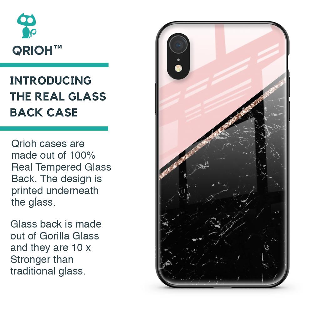 Marble Texture Pink Glass Case For iPhone XR