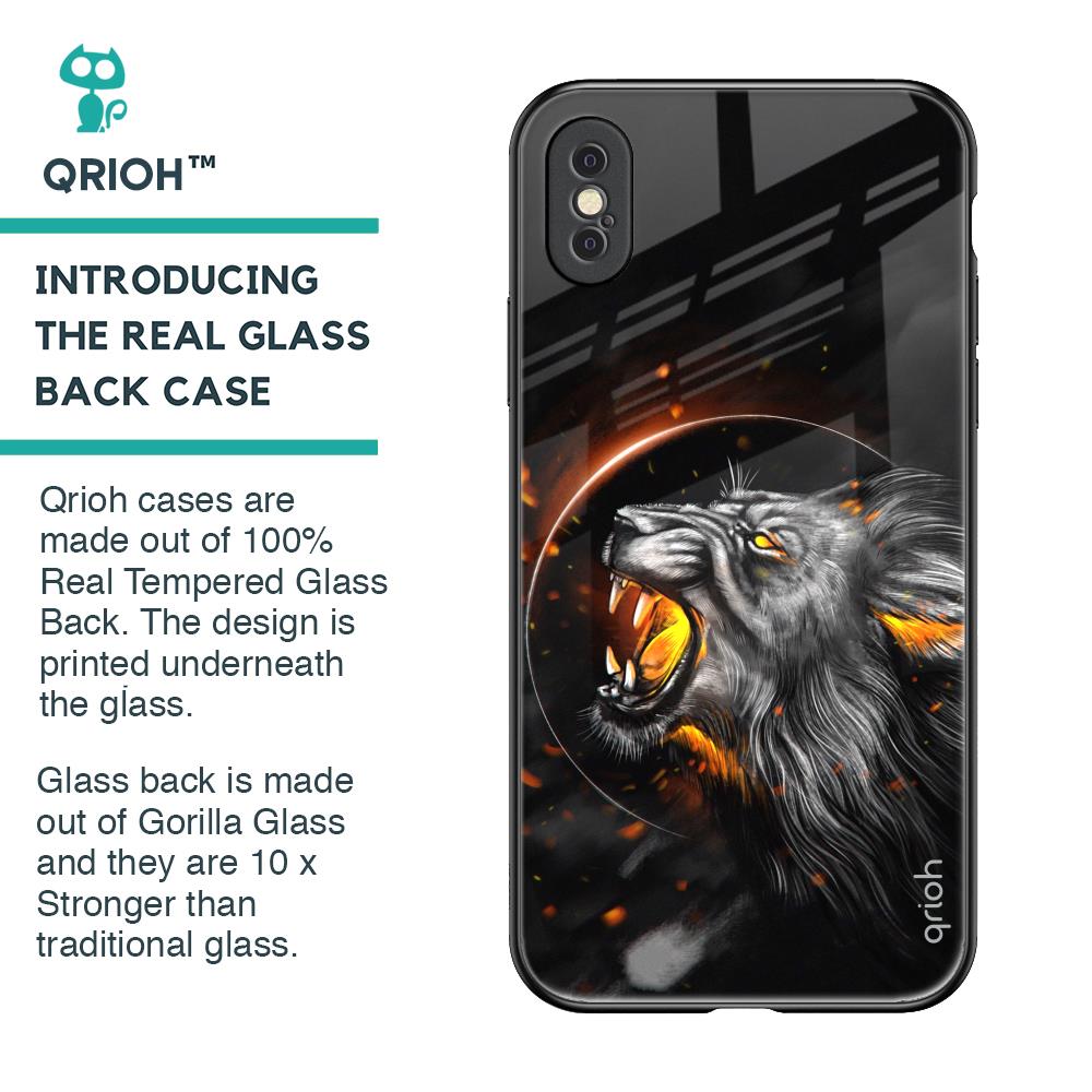 Aggressive Lion Glass Case for iPhone XS