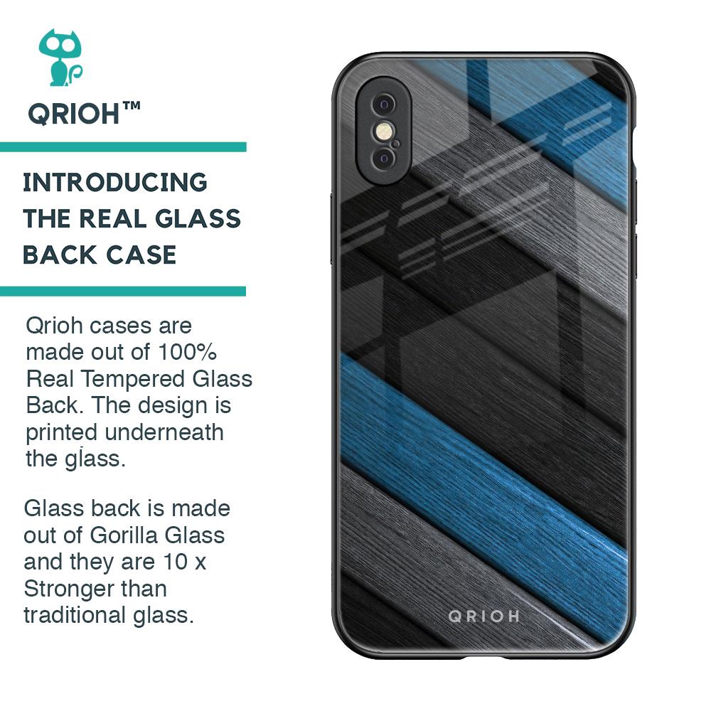 Multicolor Wooden Effect Glass Case for iPhone XS