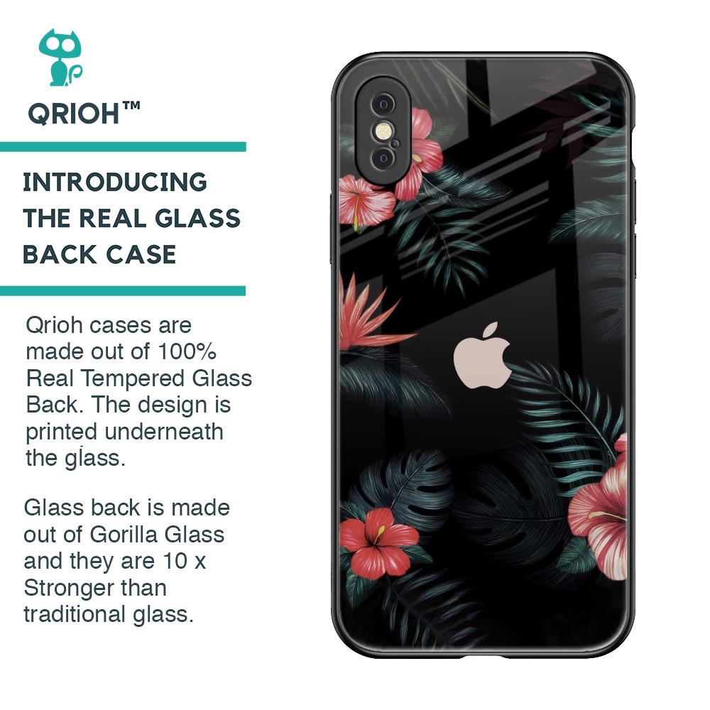 Tropical Art Flower Glass Case for iPhone XS