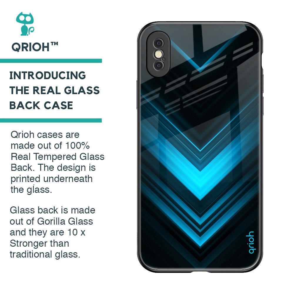 Vertical Blue Arrow Glass Case For iPhone XS Max