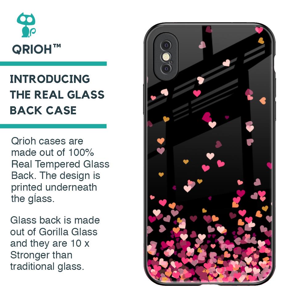 Heart Rain Fall Glass Case For iPhone XS Max