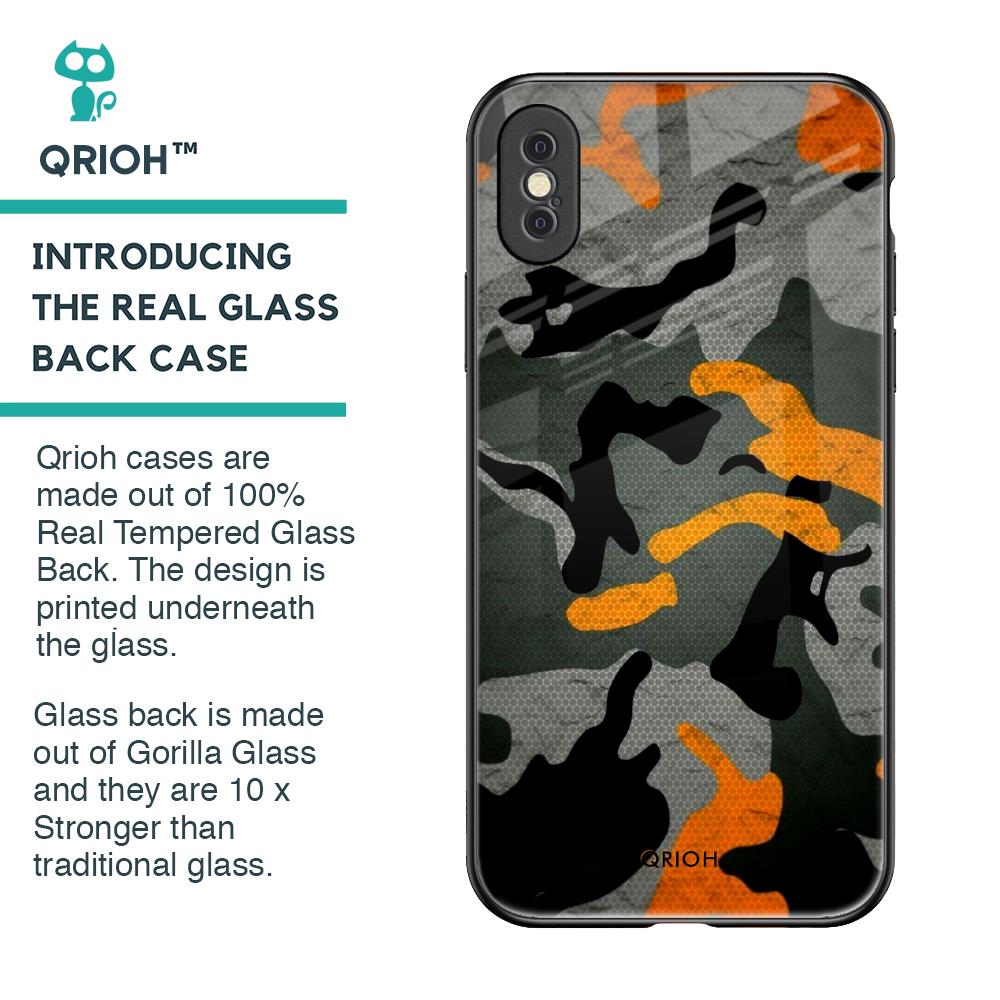 Camouflage Orange Glass Case For iPhone XS Max