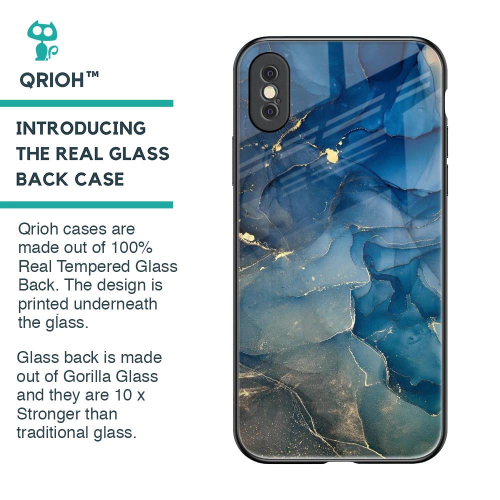 Blue Cool Marble Glass Case for iPhone XS Max