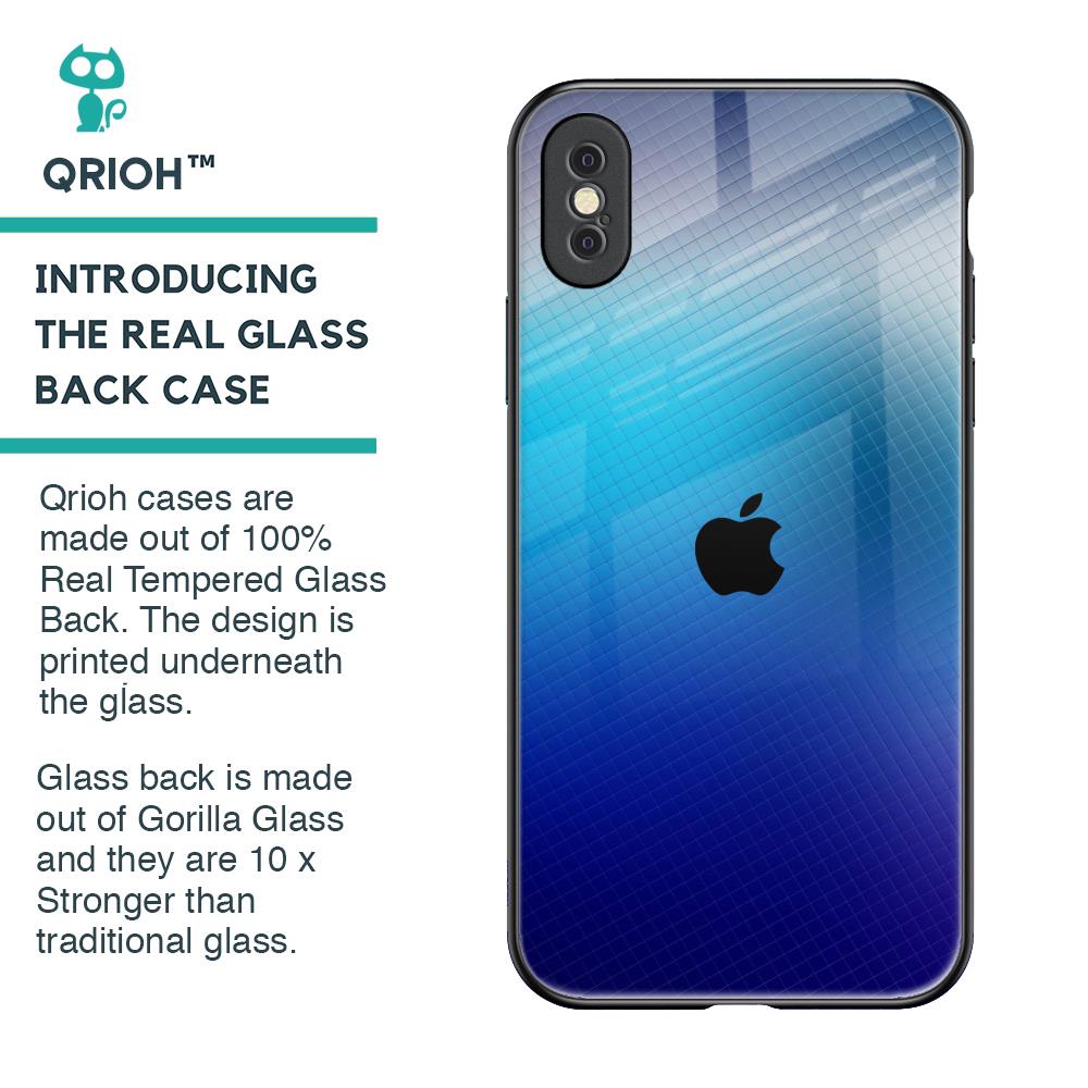 Blue Rhombus Pattern Glass Case for iPhone XS Max