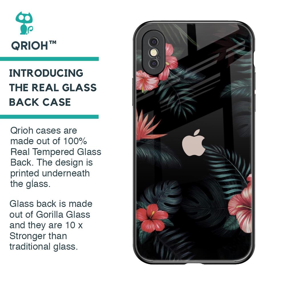 Tropical Art Flower Glass Case for iPhone XS Max