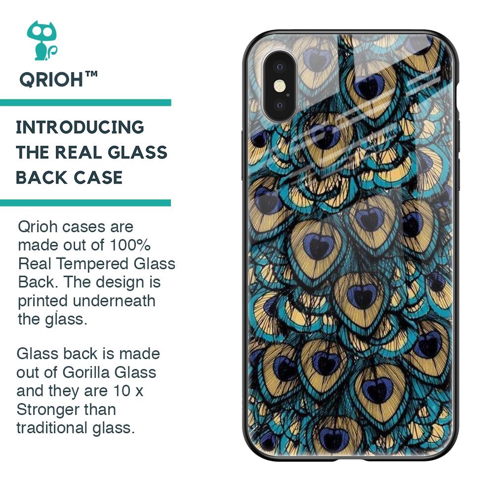 Peacock Feathers Glass case for iPhone XS Max