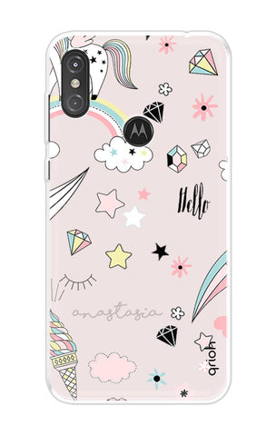 Unicorn Doodle Motorola One Power Back Cover