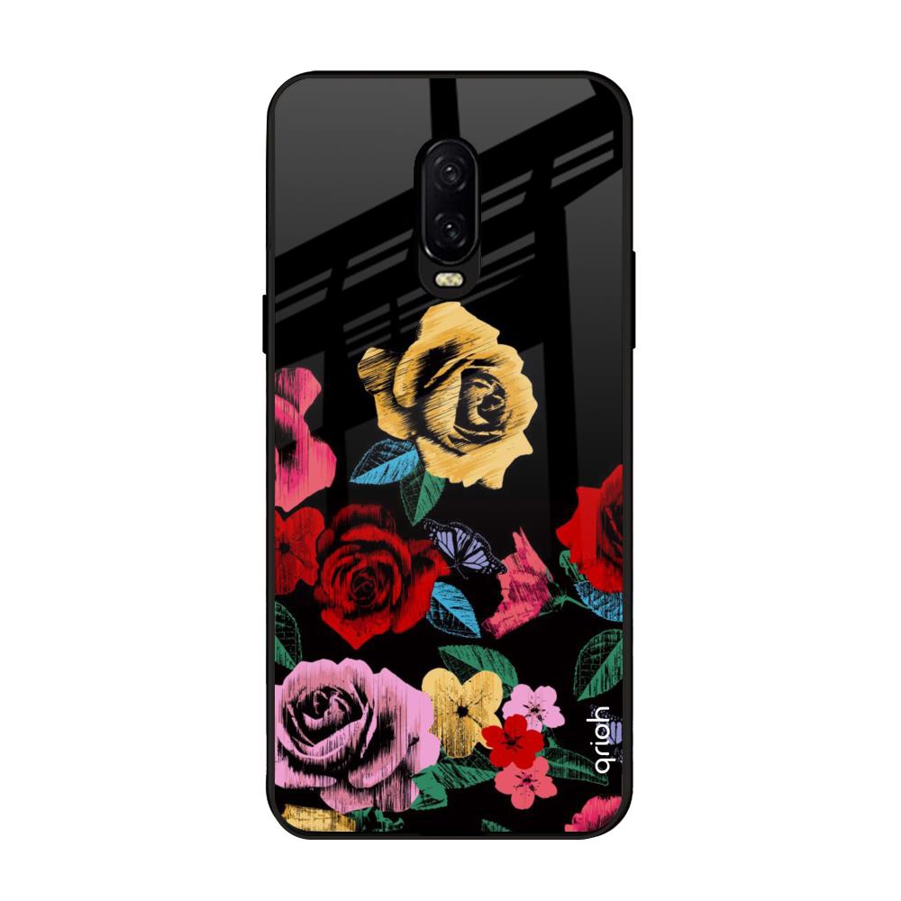 Floral Decorative OnePlus 6T Glass Back Cover Online