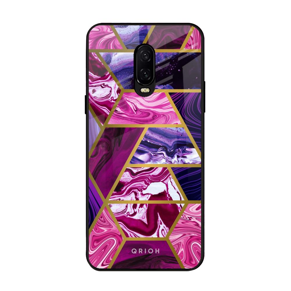 Electroplated Geometric Marble OnePlus 6T Glass Back Cover Online