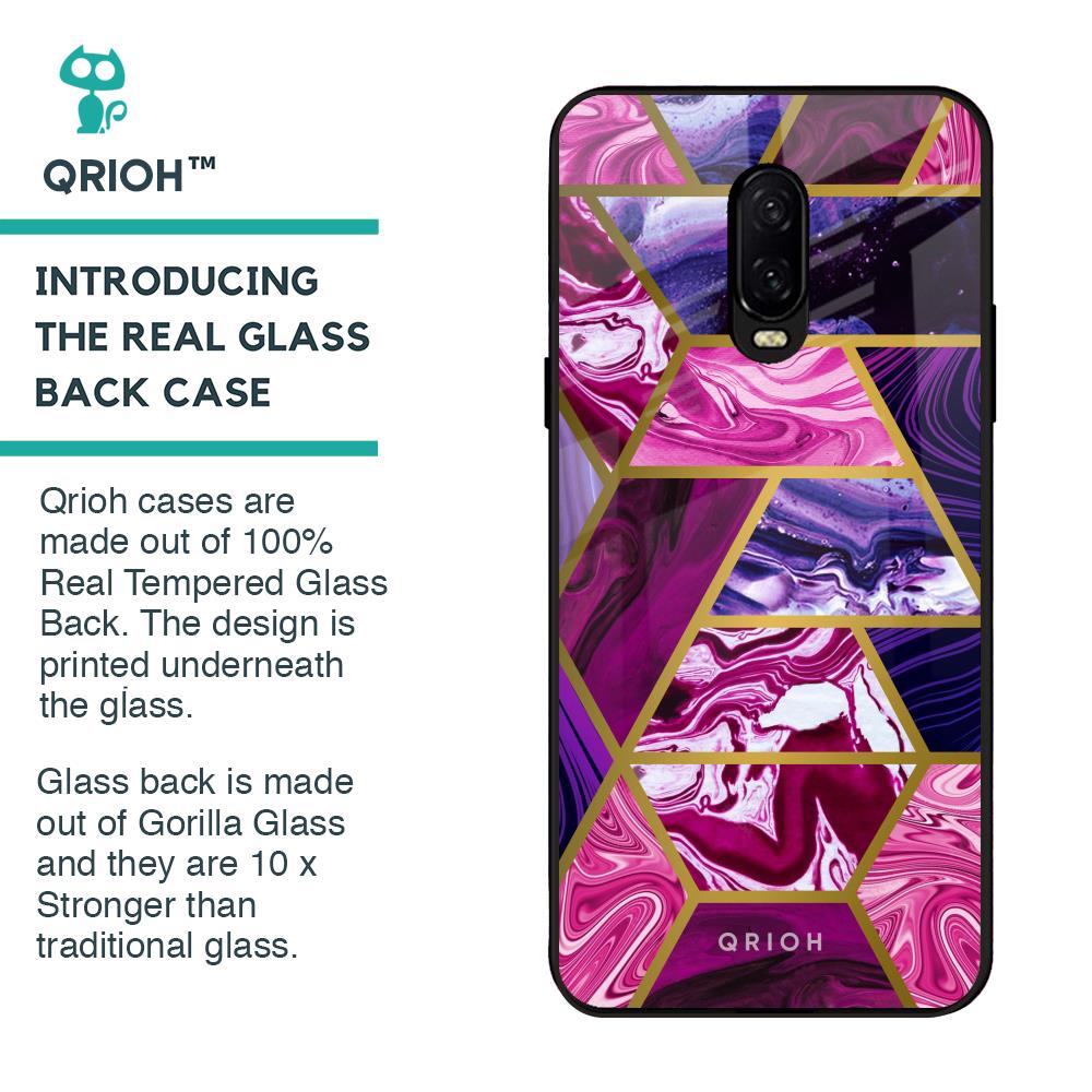 Electroplated Geometric Marble Glass Case for OnePlus 6T