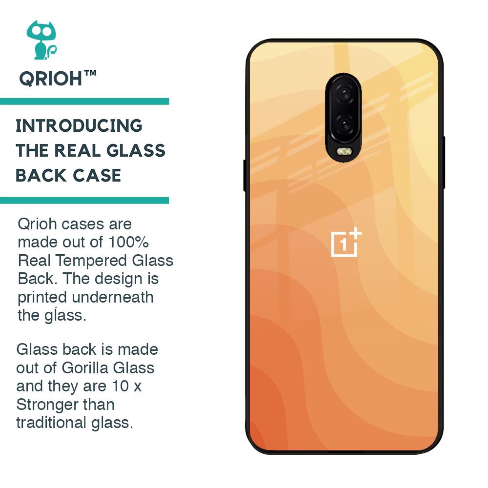 Orange Curve Pattern Glass Case for OnePlus 6T
