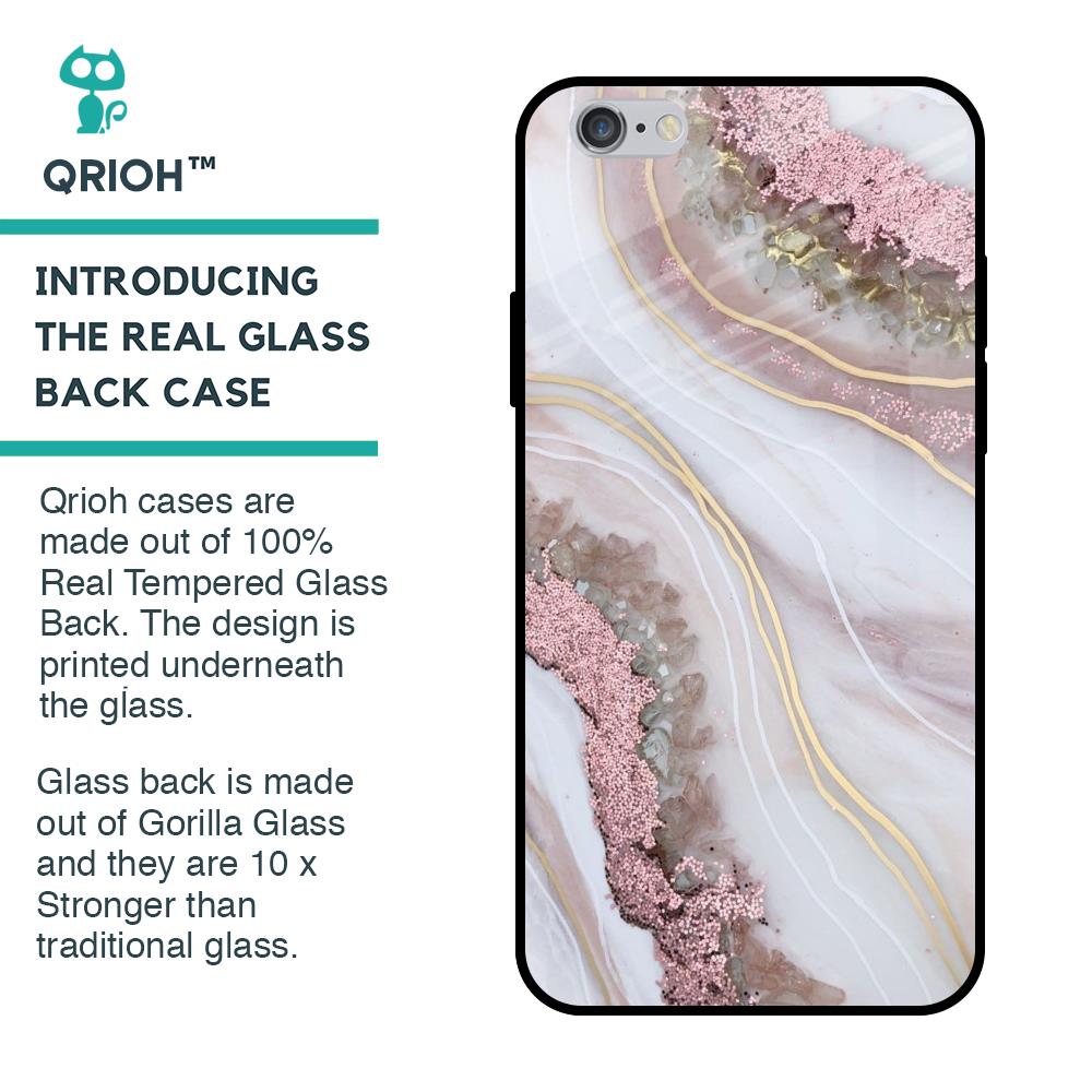 Pink & Gold Gllitter Marble Glass Case for iPhone 6 Plus