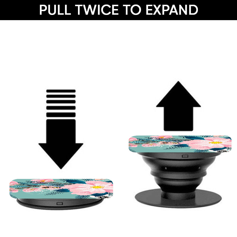 Graceful Floral Glass case with Square Phone Grip Combo