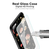 Black Spring Floral Glass Case for Redmi 10A
