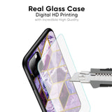 Purple Rhombus Marble Glass Case for Vivo T2 5G