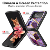 Purple Rhombus Marble Glass Case for Samsung Galaxy Z Flip4 5G