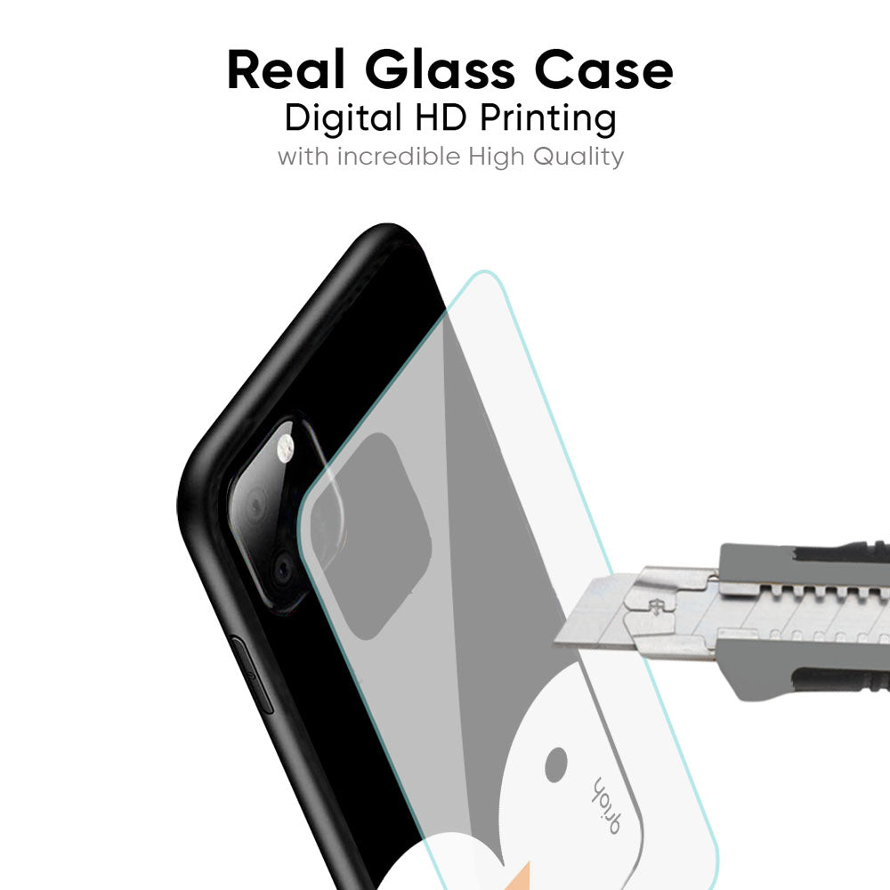 Cute Penguin Glass Case for Redmi Note 12 5G
