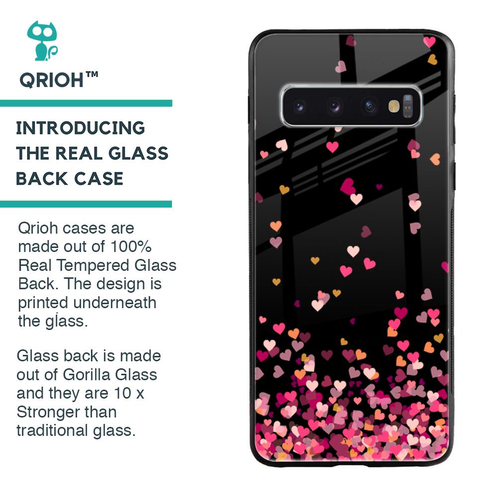 Heart Rain Fall Glass Case For Samsung Galaxy S10 Plus