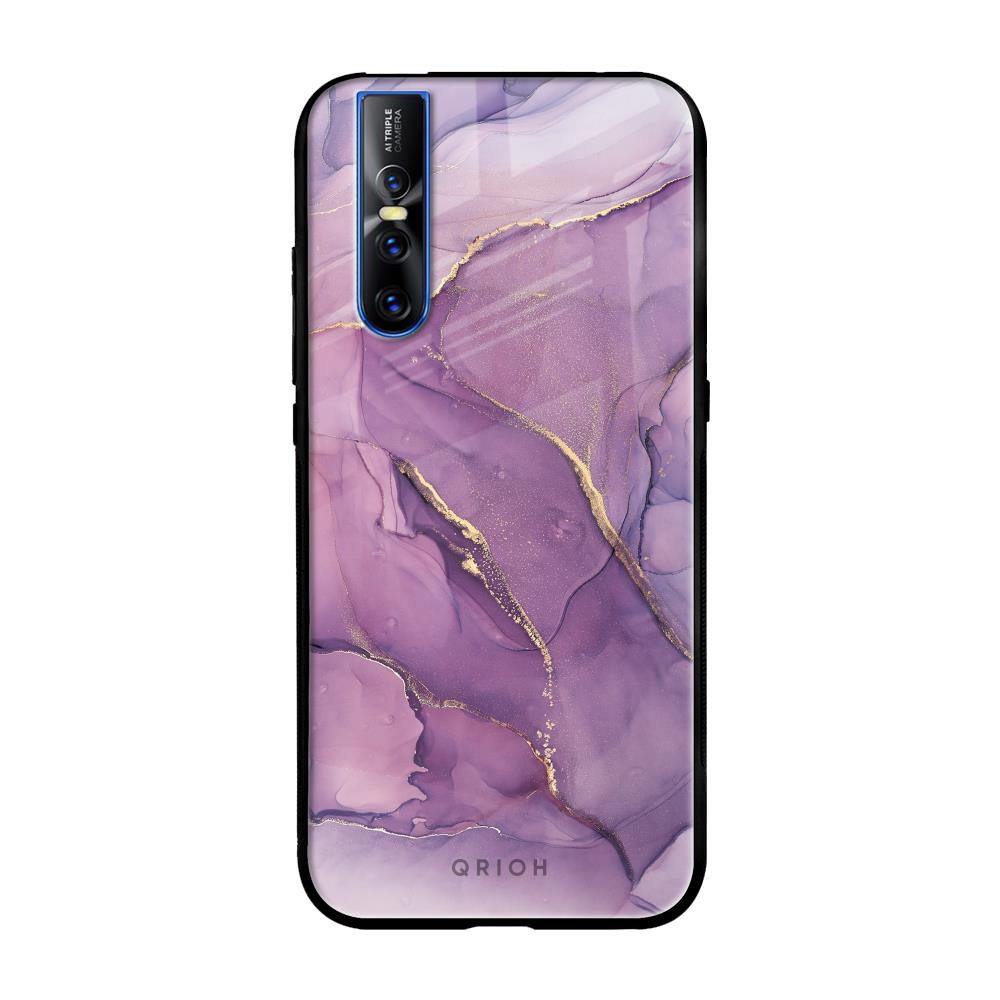 Purple Gold Marble Vivo V15 Pro Glass Back Cover Online