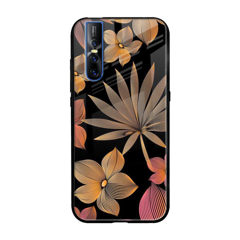 Lines Pattern Flowers Vivo V15 Pro Glass Back Cover Online
