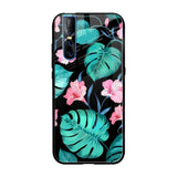 Tropical Leaves & Pink Flowers Vivo V15 Pro Glass Cases & Covers Online