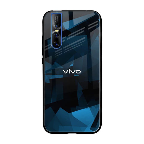 Polygonal Blue Box Vivo V15 Pro Glass Back Cover Online