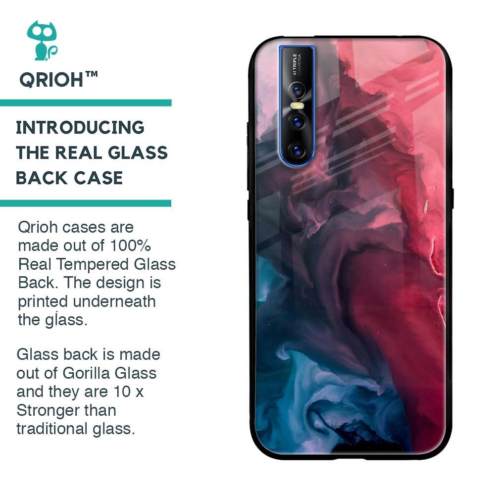 Blue & Red Smoke Glass Case for Vivo V15 Pro