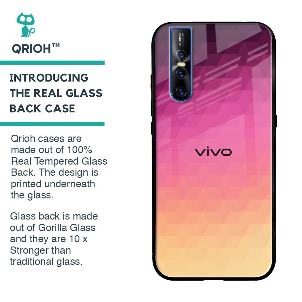Geometric Pink Diamond Glass Case for Vivo V15 Pro