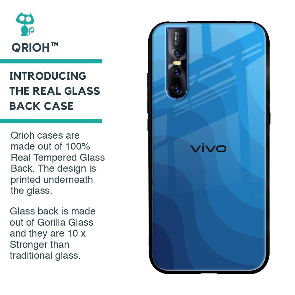 Blue Wave Abstract Glass Case for Vivo V15 Pro