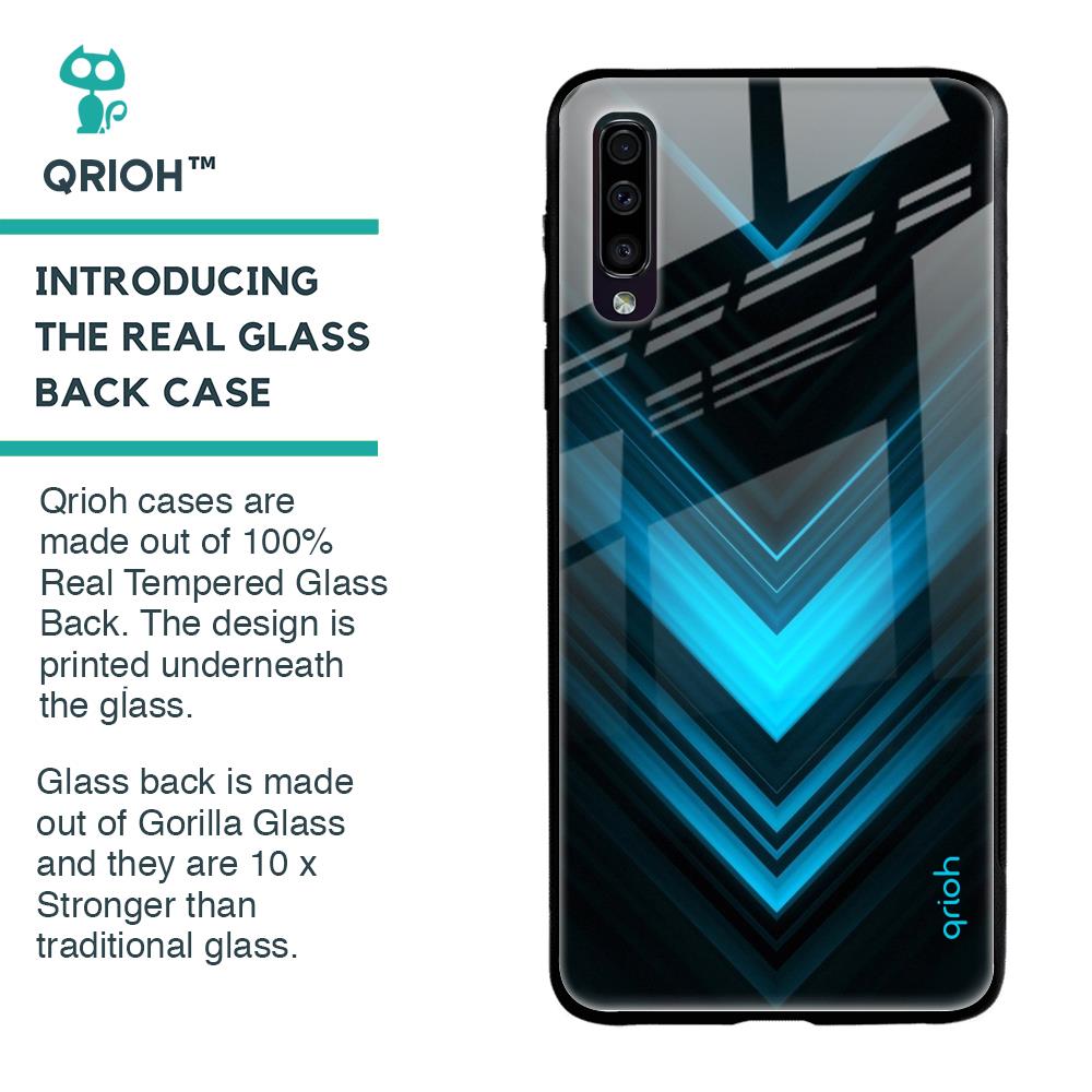 Vertical Blue Arrow Glass Case For Samsung Galaxy A50
