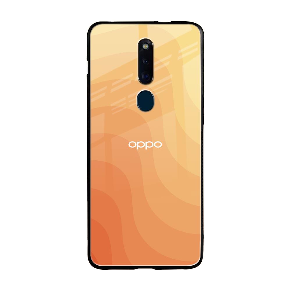Orange Curve Pattern Oppo F11 Pro Glass Back Cover Online