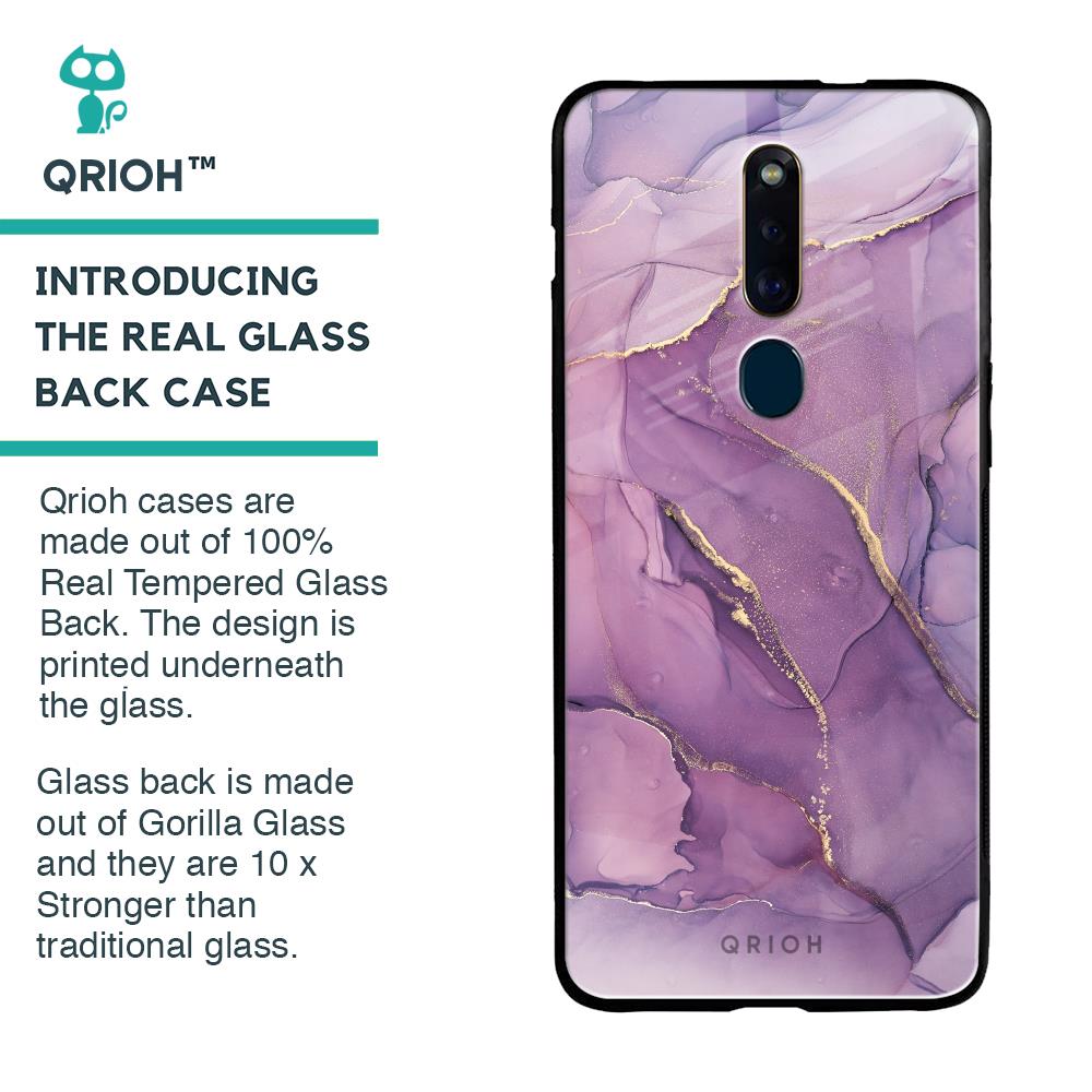 Purple Gold Marble Glass Case for Oppo F11 Pro