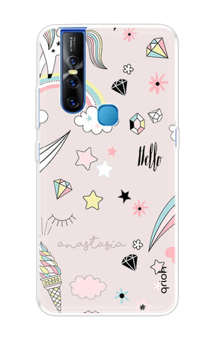 Unicorn Doodle Vivo V15 Back Cover