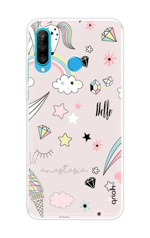 Unicorn Doodle Huawei P30 lite Back Cover