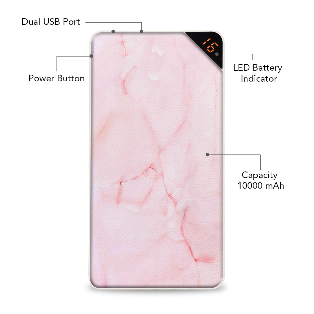 Pink Marble 10000 mAh Universal Power Bank