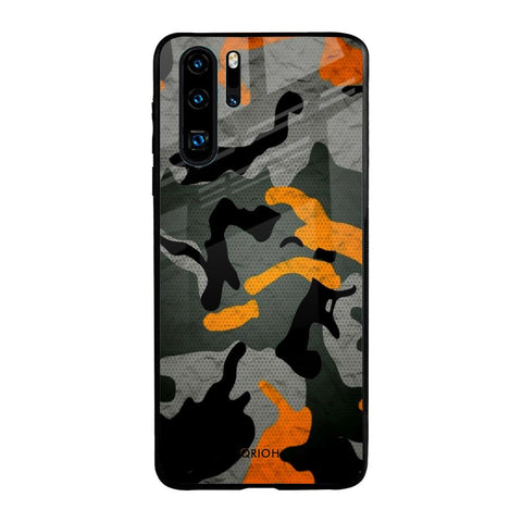 Camouflage Orange Huawei P30 Pro Glass Back Cover Online