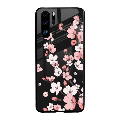Black Cherry Blossom Huawei P30 Pro Glass Back Cover Online