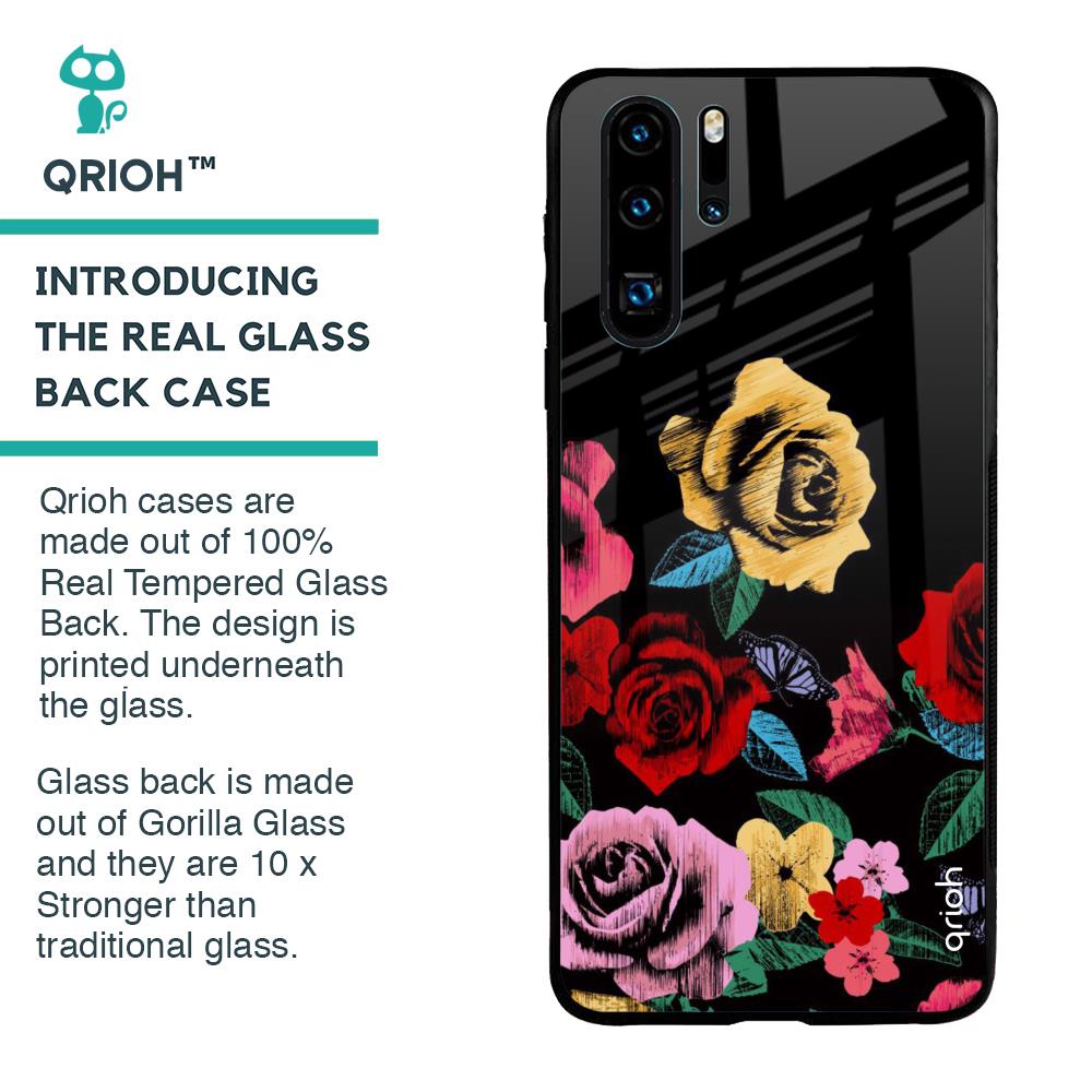 Floral Decorative Glass Case For Huawei P30 Pro