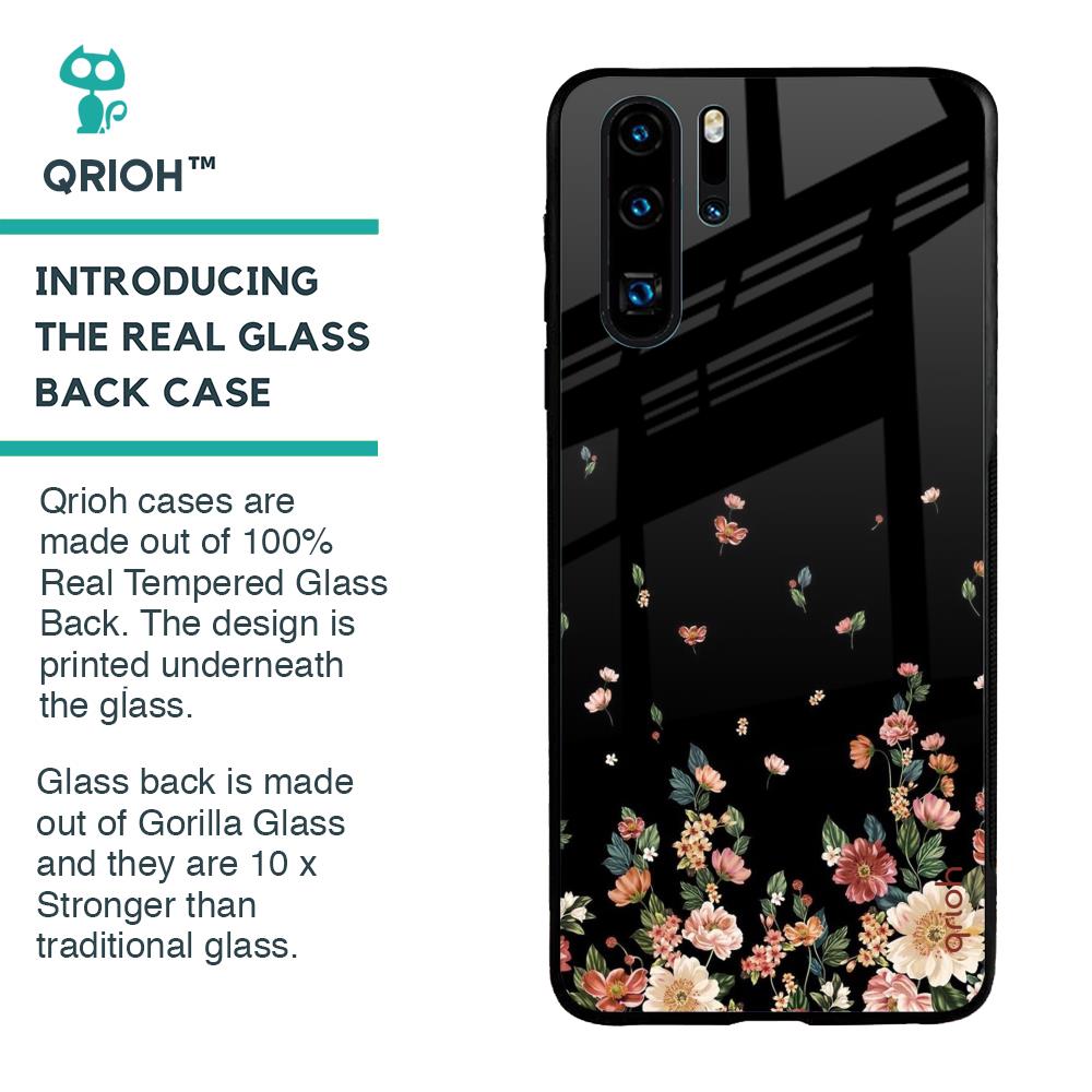 Floating Floral Print Glass Case for Huawei P30 Pro