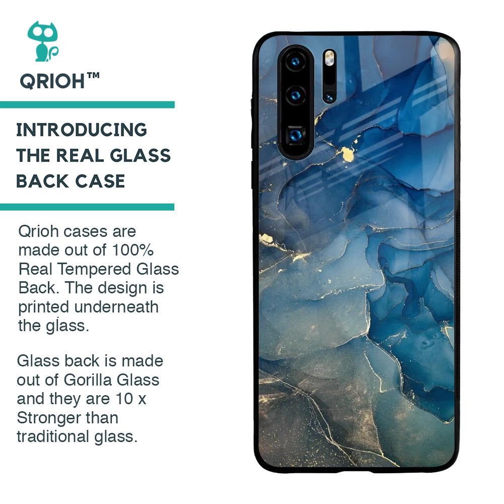 Blue Cool Marble Glass Case for Huawei P30 Pro