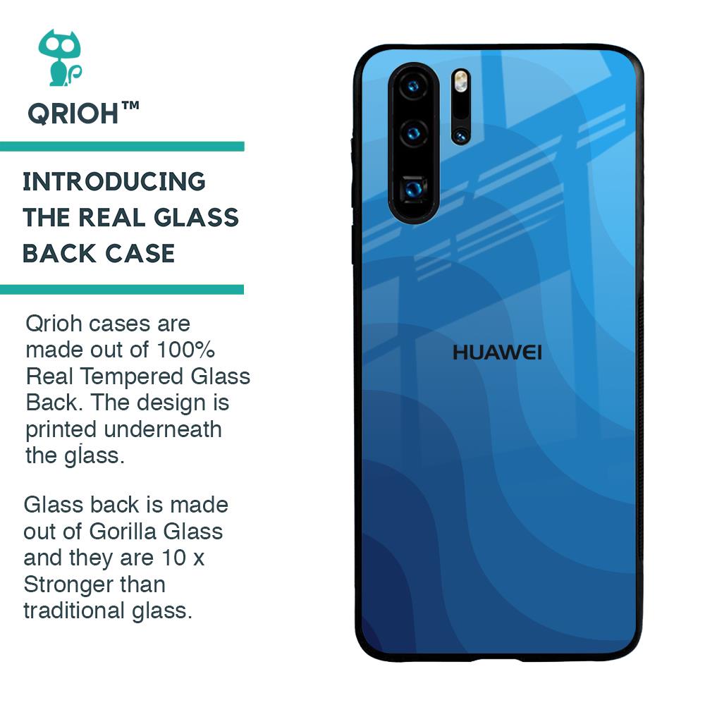 Blue Wave Abstract Glass Case for Huawei P30 Pro