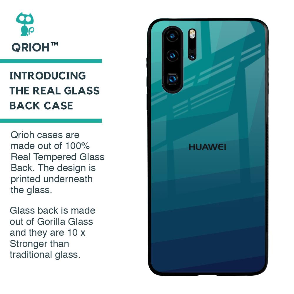 Green Triangle Pattern Glass Case for Huawei P30 Pro