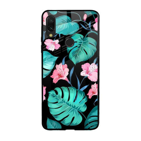 Tropical Leaves & Pink Flowers Xiaomi Redmi Note 7 Pro Glass Back Cover Online