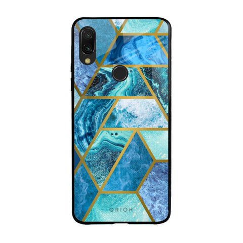 Turquoise Geometrical Marble Xiaomi Redmi Note 7 Pro Glass Back Cover Online