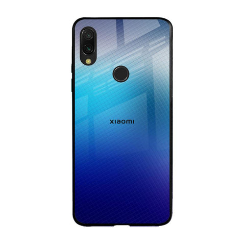 Blue Rhombus Pattern Xiaomi Redmi Note 7 Pro Glass Back Cover Online