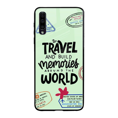 Travel Stamps Samsung Galaxy A70 Glass Back Cover Online