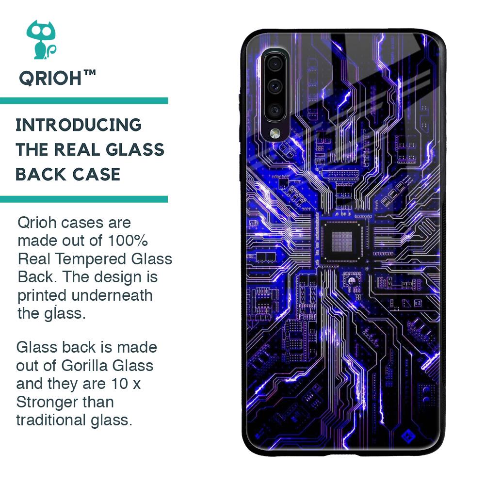 Techno Color Pattern Glass Case For Samsung Galaxy A70