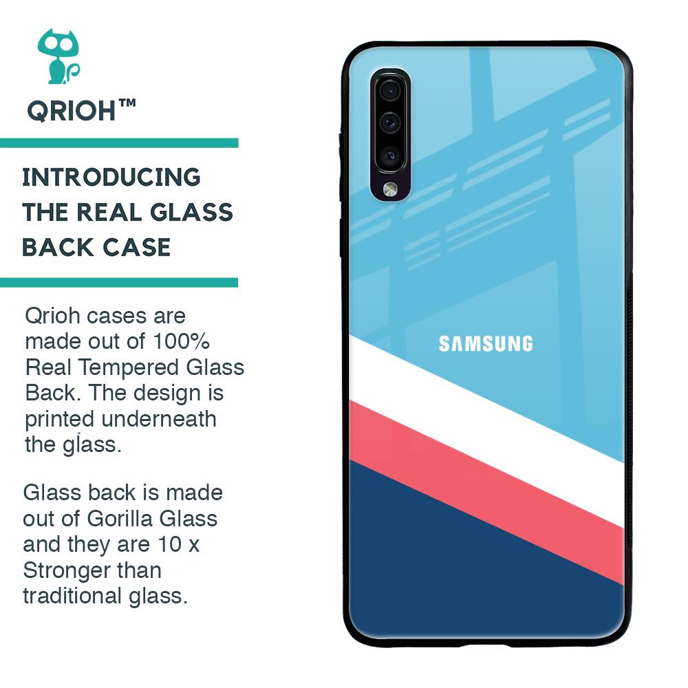 Pink & White Stripes Glass Case For Samsung Galaxy A70