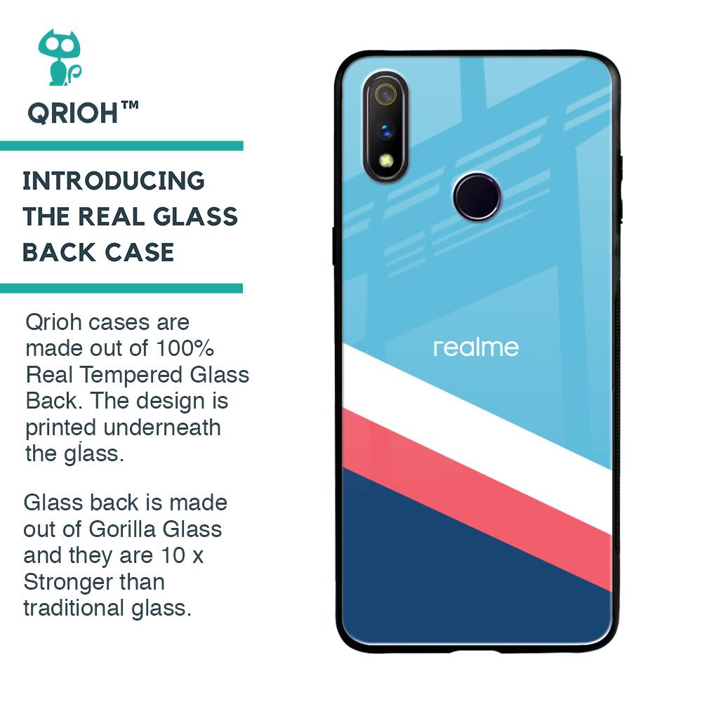 Pink & White Stripes Glass Case For Realme 3 Pro